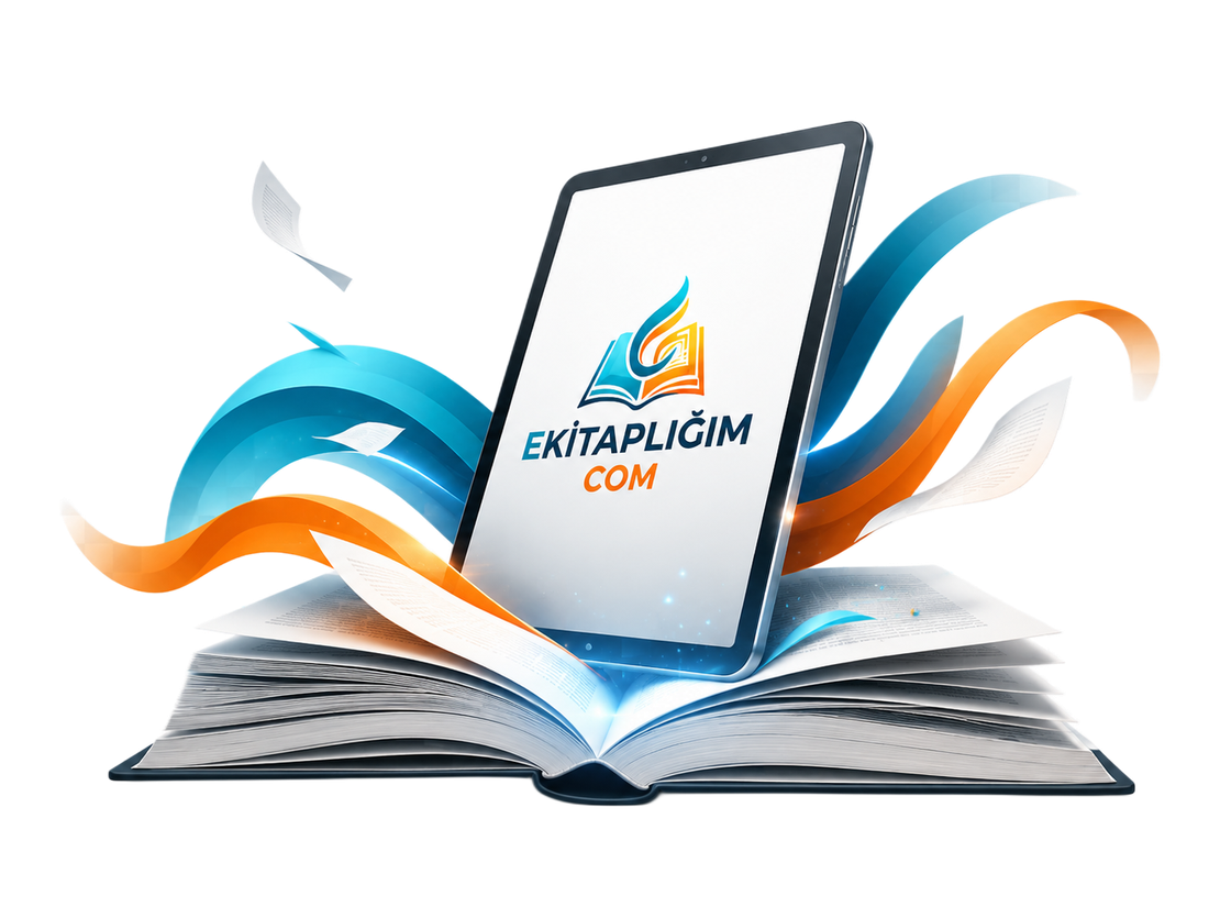 Ekitaplığım tablet ve e-kitap illüstrasyonu